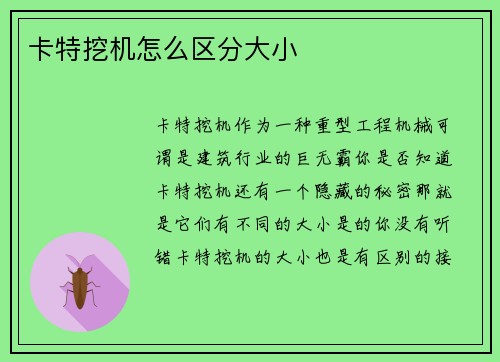 卡特挖机怎么区分大小 卡特挖机怎么区分大小